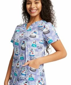Cherokee Women's Chillin' Snowmies Print Scrub Top -Cherokee Shop 4 ck ck651 print 650 1