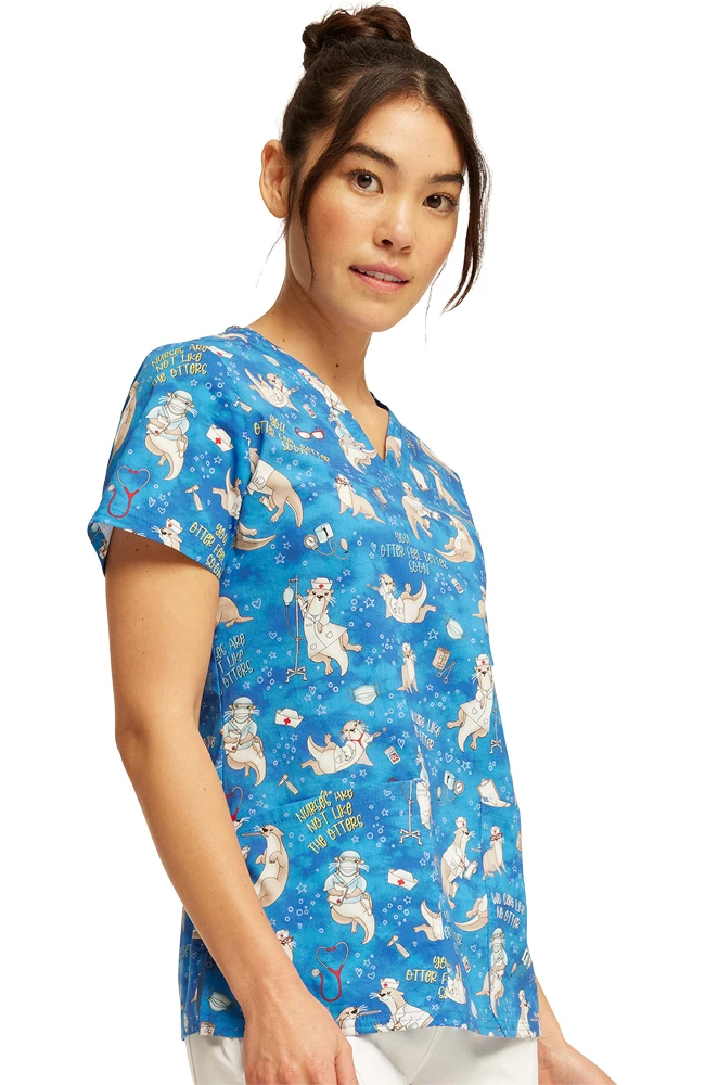 Cherokee Women's Care Like No Otter Print Scrub Top 6 Cherokee Women's Care Like No Otter Print Scrub Top - Image 4