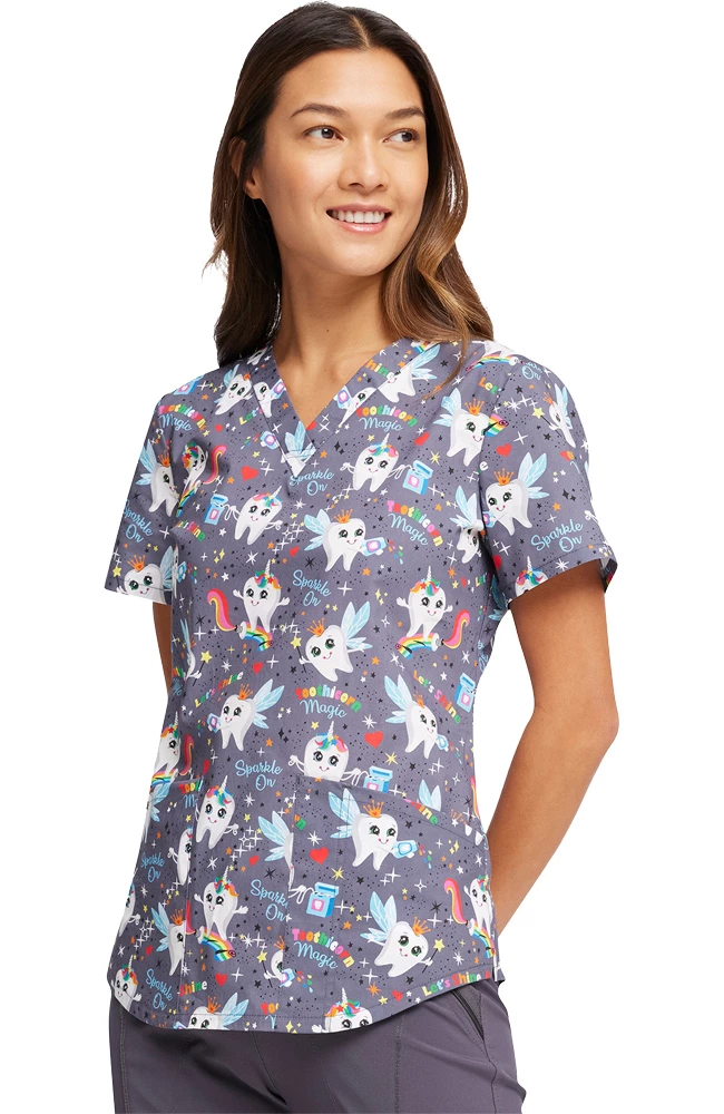 Cherokee Women's Toothicorn Magic Print Scrub Top 6 Cherokee Women's Toothicorn Magic Print Scrub Top - Image 4