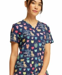 Cherokee Women's Coffee And My Dog Print Scrub Top -Cherokee Shop 4 ck ck662 print 650