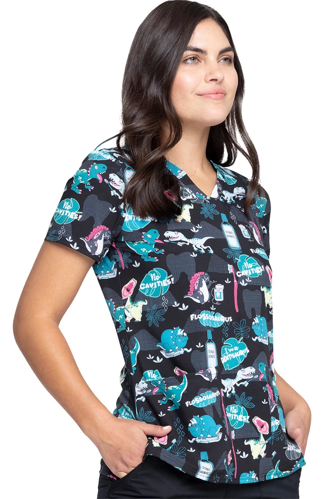 Cherokee Clearance Women's I'm A Dentisaurus Print Scrub Top 6 Cherokee Clearance Women's I'm A Dentisaurus Print Scrub Top - Image 4