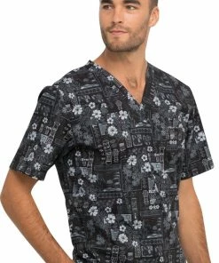 Cherokee Clearance Men's Its Tiki Time Print Scrub Top -Cherokee Shop 4 ck ck675 printclearance 650