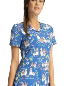 Cherokee Clearance Women's Alpaca Picnic Print Scrub Top -Cherokee Shop 4 ck ck678 printclearance 650