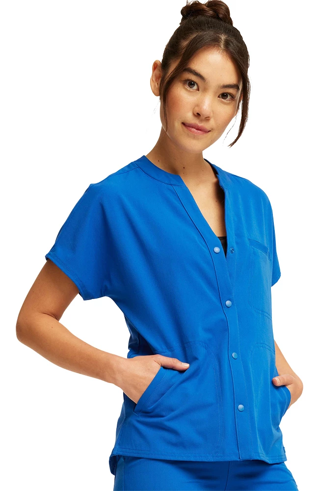 Cherokee Clearance Women's Mandarin Collar Snap Front Scrub Top 6 Cherokee Clearance Women's Mandarin Collar Snap Front Scrub Top - Image 4