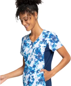 Cherokee Clearance Women's Tranquil Tie Dye Print Scrub Top -Cherokee Shop 4 ck ck732 printclearance 650 1