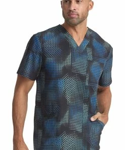 Cherokee Men's V-Neck Gradient Grid Print Scrub Top -Cherokee Shop 4 ck ck920 print 650
