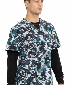 Cherokee Clearance Men's Cool Down Camo Print Scrub Top -Cherokee Shop 4 ck ck920 printclearance 650
