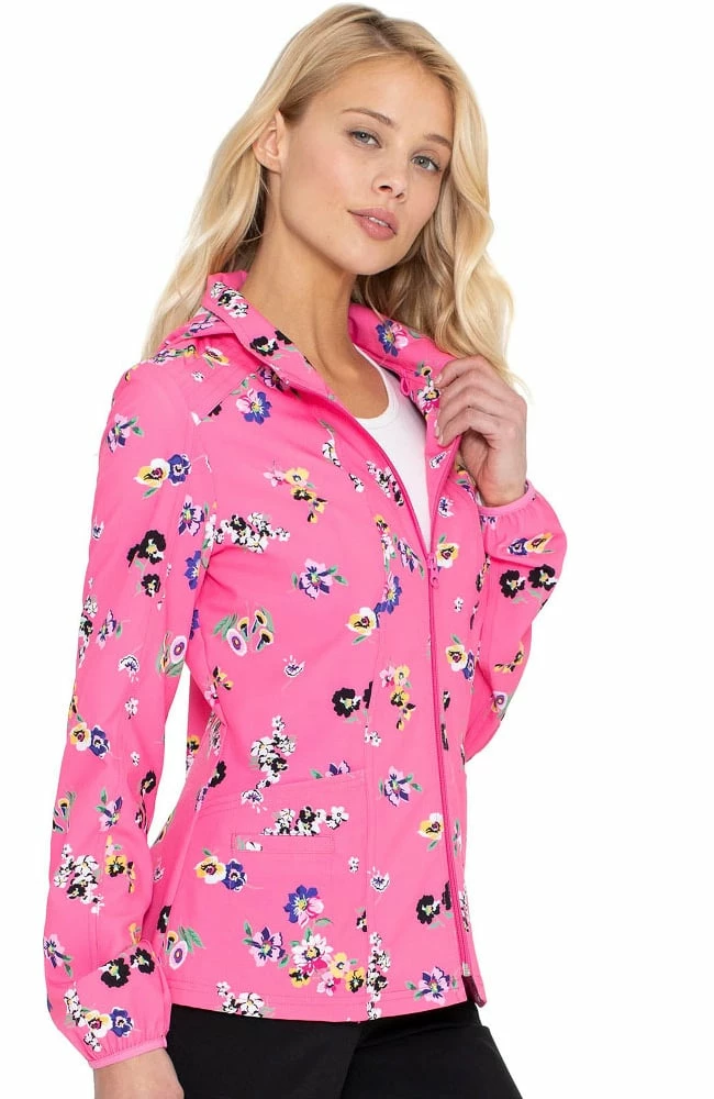 Heartsoul Clearance Women's Warm Up Flowering Fields Print Scrub Jacket 6 Heartsoul Clearance Women's Warm Up Flowering Fields Print Scrub Jacket - Image 4