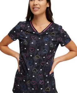 Heartsoul Women's Lovin Vibes Print Scrub Top 9 Heartsoul Women's Lovin Vibes Print Scrub Top -Cherokee Shop 4 ck hs723 print 650