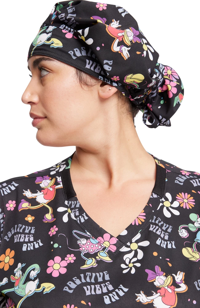 Cherokee Women's Positive Vibes Print Bouffant Scrub Hat 6 Cherokee Women's Positive Vibes Print Bouffant Scrub Hat - Image 4