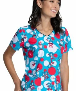 Cherokee Clearance Women's Spotting Trouble Print Scrub Top -Cherokee Shop 4 ck tf614 printclearance 650