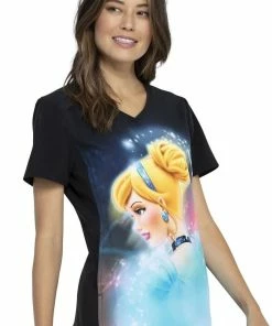 Cherokee Clearance Women's Cinderella Dream Print Scrub Top -Cherokee Shop 4 ck tf627 printclearance 650 2