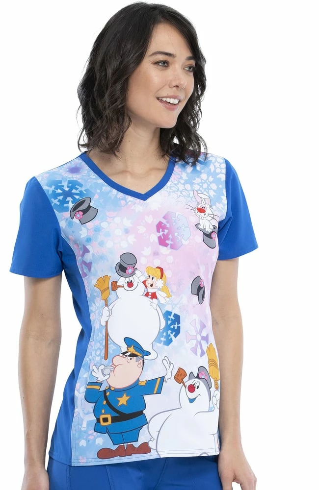 Cherokee Clearance Women's Snowland Print Scrub Top 6 Cherokee Clearance Women's Snowland Print Scrub Top - Image 4