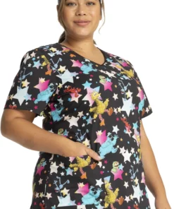 Cherokee Clearance Women's Stars Of Sesame Print Scrub Top -Cherokee Shop 4 ck tf659 printclearance 650