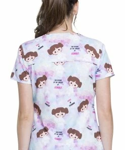 Cherokee Clearance Women's V-Neck Star Wars Print Scrub Top -Cherokee Shop 4 ck tf666 printclearance 650 2