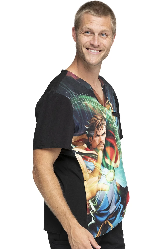 Cherokee Clearance Men's Doctor Strange Print Scrub Top 6 Cherokee Clearance Men's Doctor Strange Print Scrub Top - Image 4