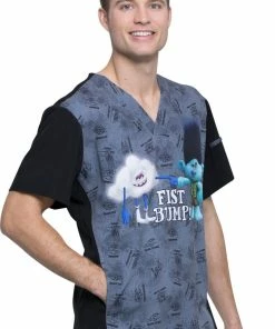 Cherokee Clearance Men's V-Neck Fist Bump Club Print Scrub Top 9 Cherokee Clearance Men's V-Neck Fist Bump Club Print Scrub Top -Cherokee Shop 4 ck tf708 printclearance 650 2