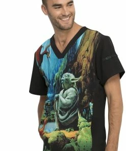 Cherokee Clearance Men's Jedi Master I Am Print Scrub Top -Cherokee Shop 4 ck tf708 printclearance 650 5