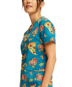 Cherokee Women's Pizza My Heart Alien Print Scrub Top -Cherokee Shop 4 ck tf738 print 650