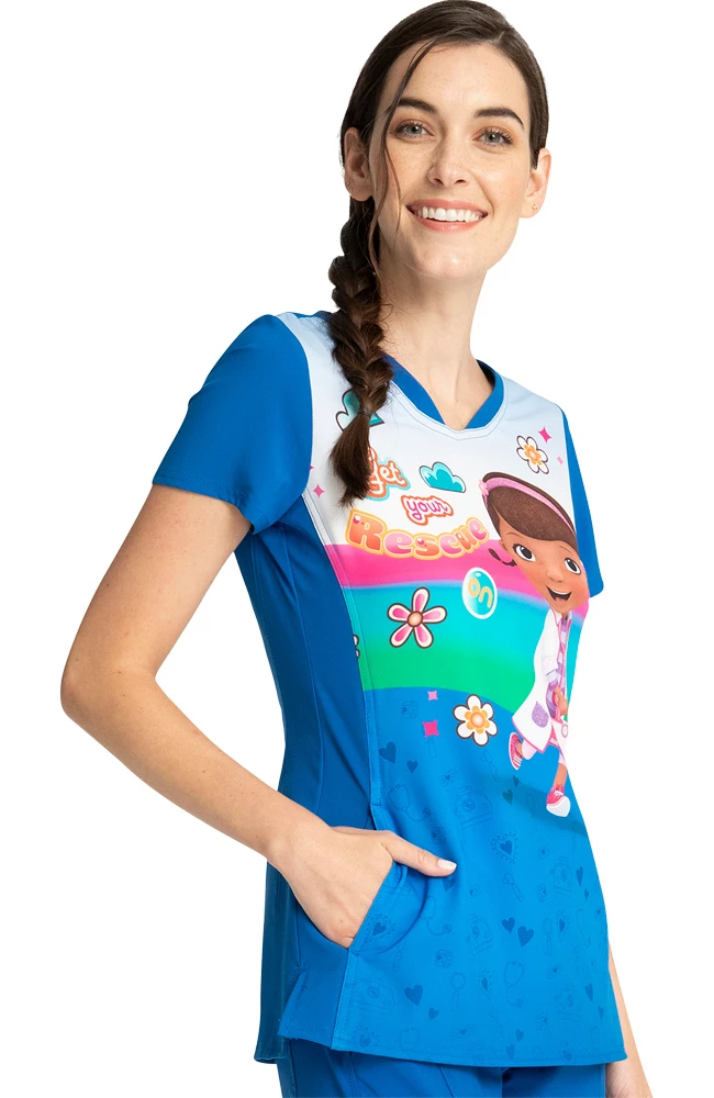 Cherokee Clearance Women's To The Rescue Print Scrub Top 6 Cherokee Clearance Women's To The Rescue Print Scrub Top - Image 4