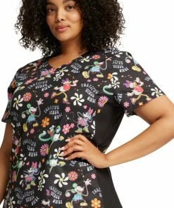 Cherokee Women's Positive Vibes Print Scrub Top -Cherokee Shop 4 ck tf764 print 650