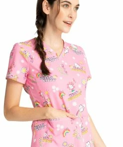 Cherokee Clearance Women's Hello Kitty Sunshine Print Scrub Top -Cherokee Shop 4 ck tf770 printclearance 650
