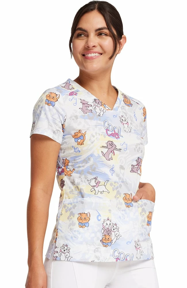 Cherokee Women's Hip Cats Print Scrub Top 6 Cherokee Women's Hip Cats Print Scrub Top - Image 4