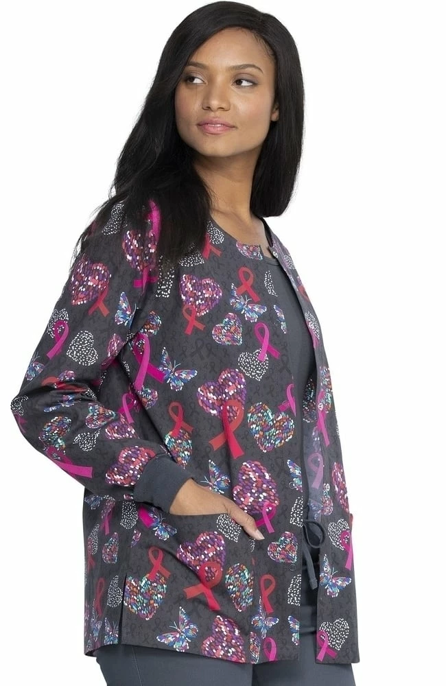 Dickies Clearance Women's Snap Front Speck-Tacular Love Print Scrub Jacket 6 Dickies Clearance Women's Snap Front Speck-Tacular Love Print Scrub Jacket - Image 4