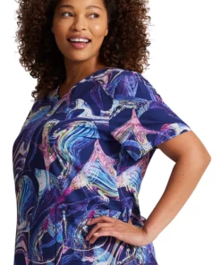 Dickies Women's Digital Waves Print Scrub Top -Cherokee Shop 4 di dk623 print 650