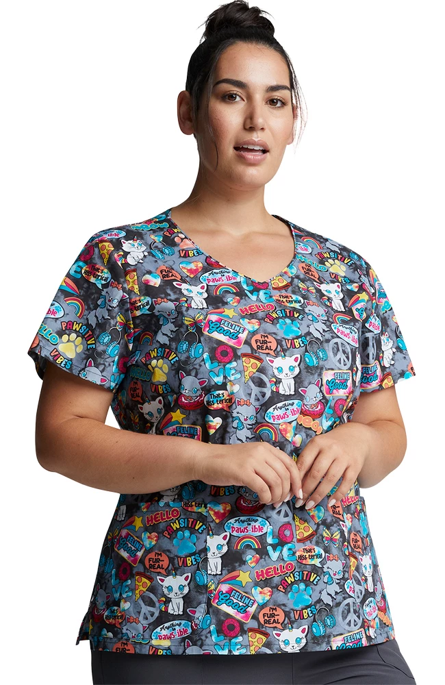 Dickies Clearance Women's Pawsitive Vibes Print Scrub Top 6 Dickies Clearance Women's Pawsitive Vibes Print Scrub Top - Image 4