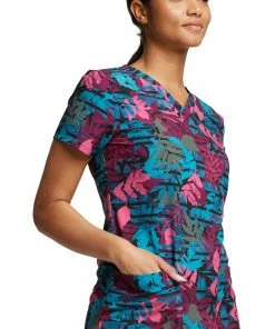 Dickies Women's V-Neck Falling Foliage Print Scrub Top -Cherokee Shop 4 di dk717 print 650 3