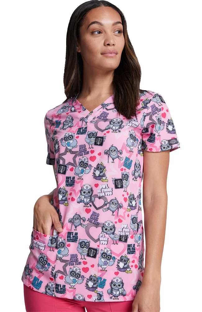 Dickies Clearance Women's Hoo Cares For You Print Scrub Top 6 Dickies Clearance Women's Hoo Cares For You Print Scrub Top - Image 4