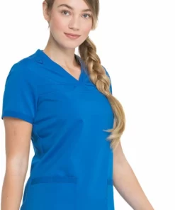 Dickies Women's V-Neck Rib Knit Panel Solid Scrub Top -Cherokee Shop 4 di dk870 650