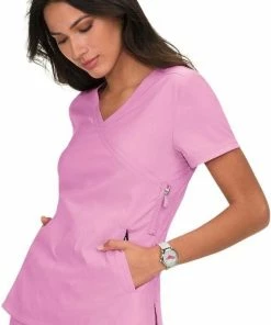 Koi Clearance Women's Philosophy Mock Wrap Side Zipper Solid Scrub Top -Cherokee Shop 4 ko 316 clearance 650