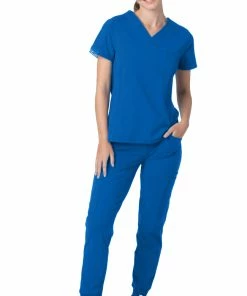 Urbane Women's Stripe Trim Solid Scrub Top -Cherokee Shop 4 ln 9108lka 650