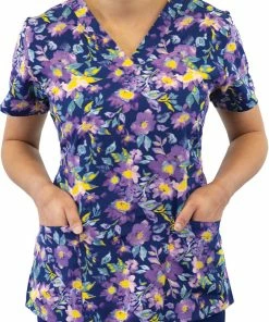 Maevn Uniforms Women's Nature's Calm Print Scrub Top -Cherokee Shop 4 mv 1767 print 650 5