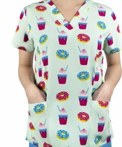 Maevn Uniforms Clearance Women's Brain Freeze Print Scrub Top -Cherokee Shop 4 mv 1767 printclearance 650