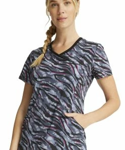 Cherokee Clearance Women's Mock Wrap Wild For Tie Dye Print Scrub Top -Cherokee Shop 5 ck ck608 printclearance 650