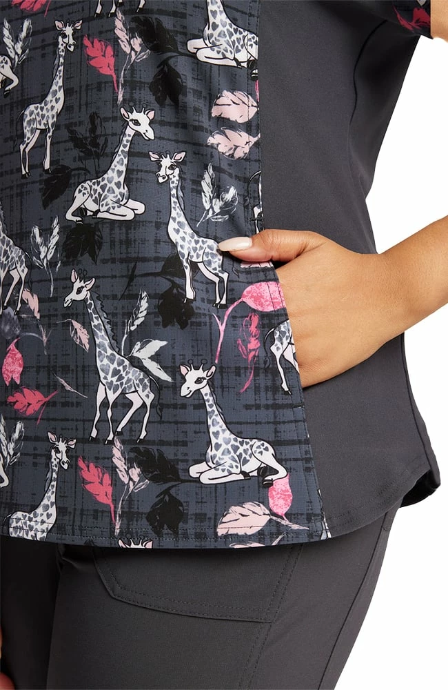 Cherokee Women's Giraffe-Ter My Love Print Scrub Top 7 Cherokee Women's Giraffe-Ter My Love Print Scrub Top - Image 5