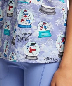 Cherokee Women's Chillin' Snowmies Print Scrub Top -Cherokee Shop 5 ck ck651 print 650