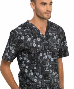 Cherokee Clearance Men's Its Tiki Time Print Scrub Top -Cherokee Shop 5 ck ck675 printclearance 650
