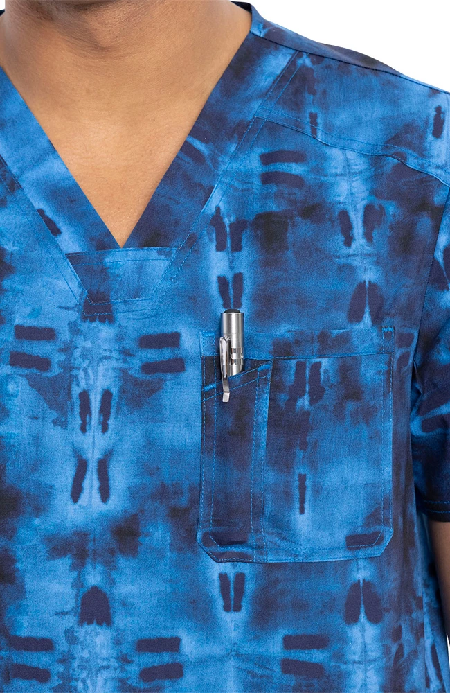 Cherokee Clearance Men's Geo Tie Dye Print Scrub Top 7 Cherokee Clearance Men's Geo Tie Dye Print Scrub Top - Image 5