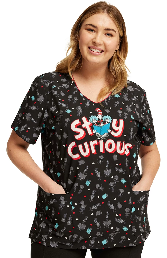 Cherokee Women's Inquiring Minds Print Scrub Top 7 Cherokee Women's Inquiring Minds Print Scrub Top - Image 5