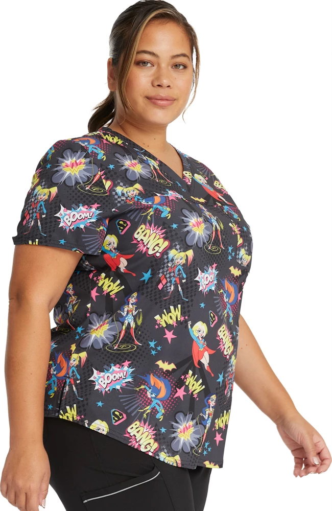 Cherokee Clearance Women's Girls Have The Power Print Scrub Top 7 Cherokee Clearance Women's Girls Have The Power Print Scrub Top - Image 5