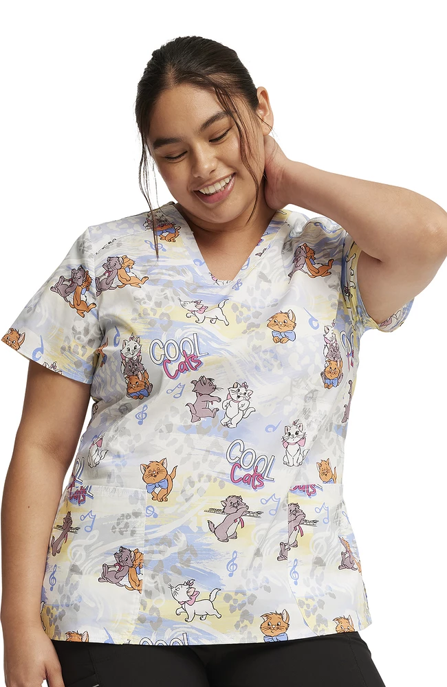 Cherokee Women's Hip Cats Print Scrub Top 7 Cherokee Women's Hip Cats Print Scrub Top - Image 5
