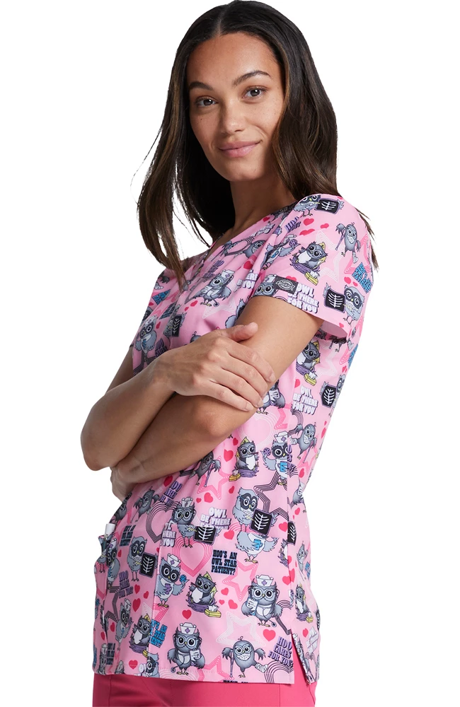 Dickies Clearance Women's Hoo Cares For You Print Scrub Top 7 Dickies Clearance Women's Hoo Cares For You Print Scrub Top - Image 5