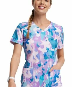 Dickies Women's Soft Camo-tion Print Scrub Top 12 Dickies Women's Soft Camo-tion Print Scrub Top -Cherokee Shop 5 di dk731 print 650 2