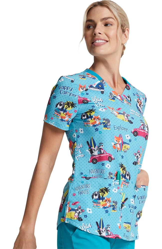 Dickies Clearance Women's Vacay All Day Print Scrub Top 7 Dickies Clearance Women's Vacay All Day Print Scrub Top - Image 5