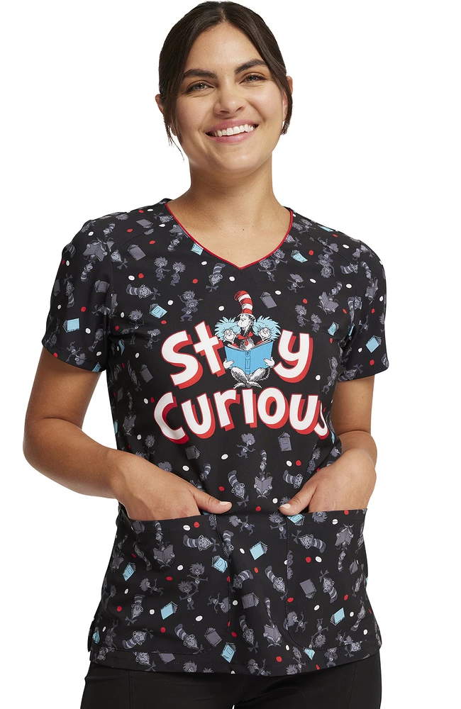 Cherokee Women's Inquiring Minds Print Scrub Top 8 Cherokee Women's Inquiring Minds Print Scrub Top - Image 6