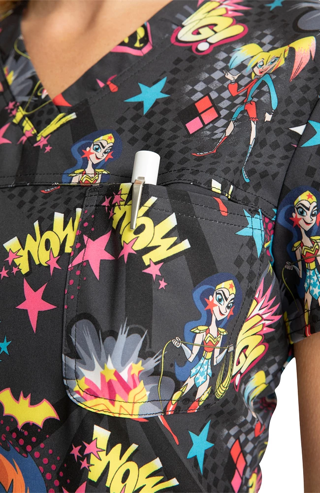 Cherokee Clearance Women's Girls Have The Power Print Scrub Top 8 Cherokee Clearance Women's Girls Have The Power Print Scrub Top - Image 6